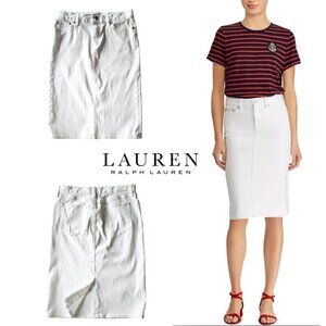 Lauren Ralph Lauren White 5 pocket Jean Skirt with Back Vent Size 4